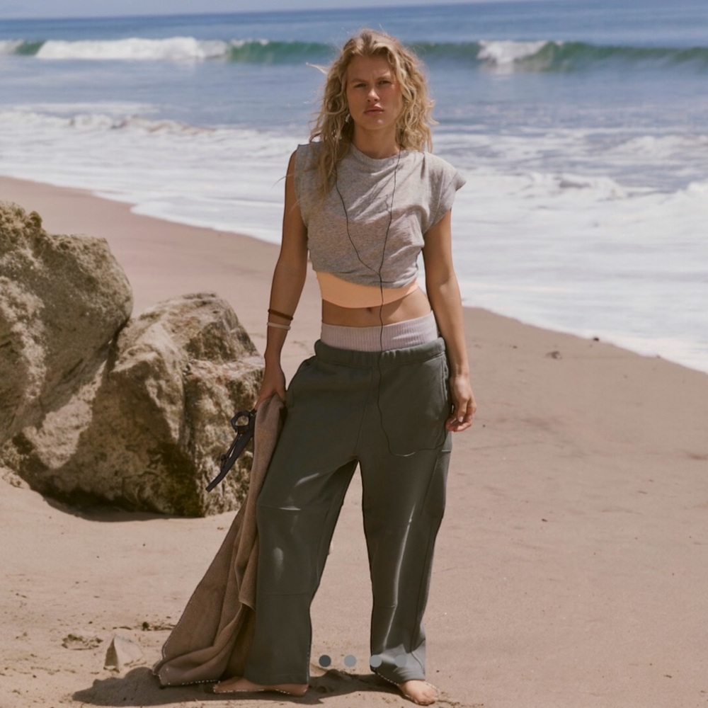 Free People Top Score Barrel Pants In Juniper Berry